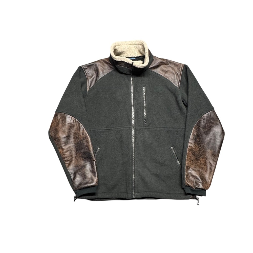 Kuhl‎ Alpenwurxs Jacket Mens L Black Full Zip Faux Leather Fleece Outdoor Hiking